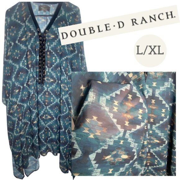 Double D Ranch Aztec Poncho/ L/XL - Picture 1 of 12